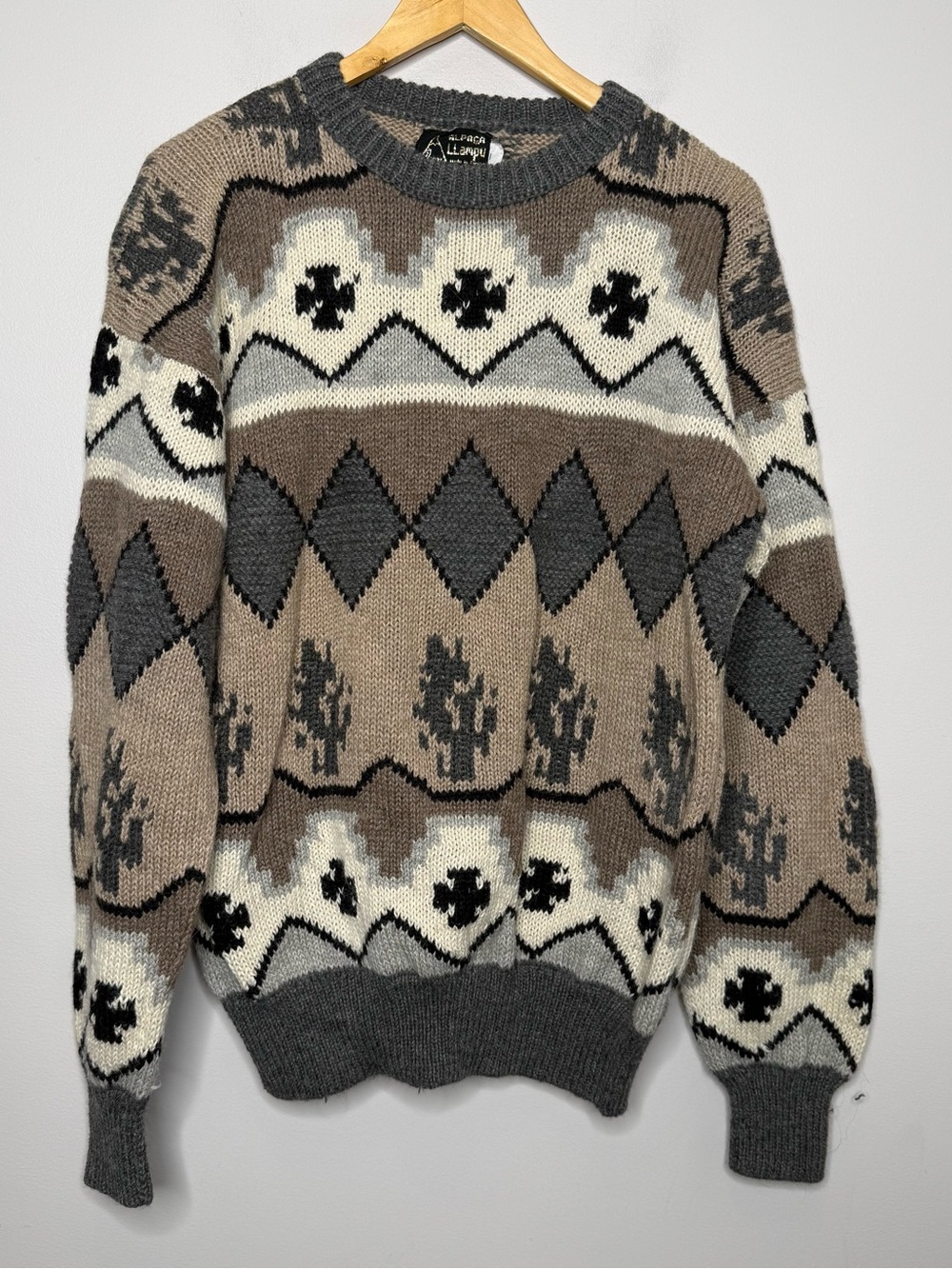 Vintage Wool Alpaca LLampu Peruvian Sweater Made in Peru No Size Fits XL